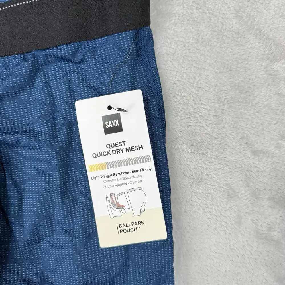 SAXX Quest Quick Dry Mesh Base Layer Bottom Men Small Blue BallPark Pouch NWT